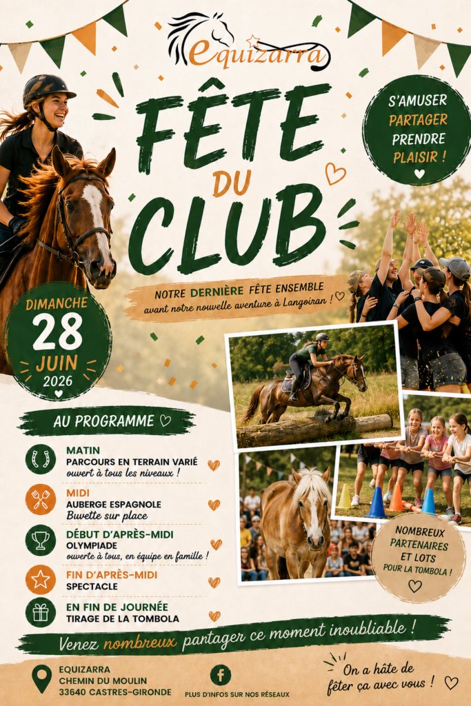 Equizarra Poney Club A Castres Gironde Affiche Fete Du Club 2026