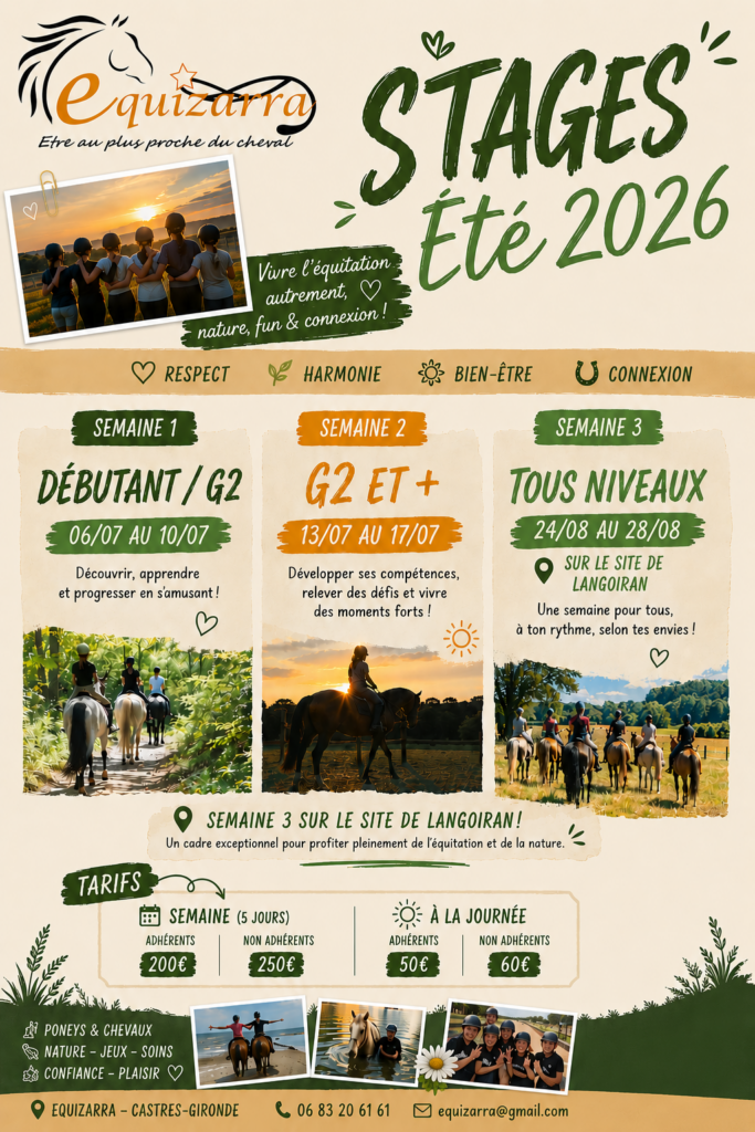Equizarra Poney Club A Castres Gironde Stage Ete 2026